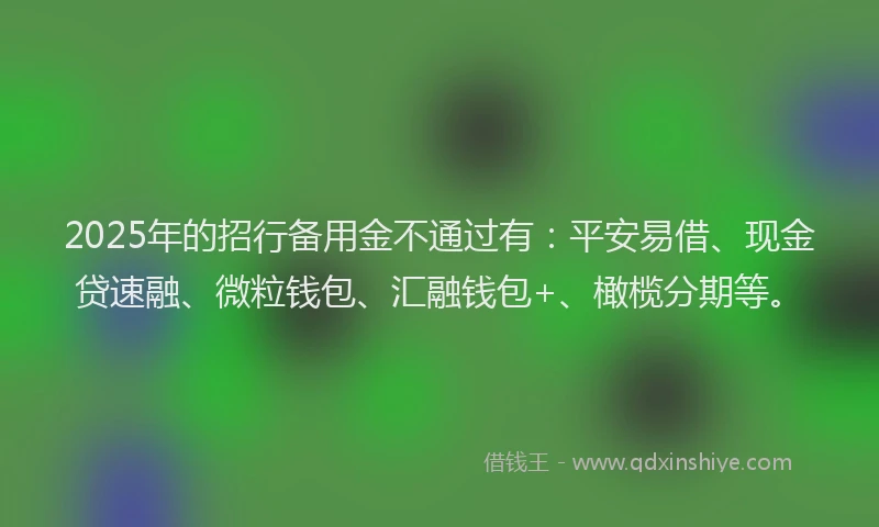 2025年的招行备用金不通过有：平安易借、现金贷速融、微粒钱包、汇融钱包+、橄榄分期等。