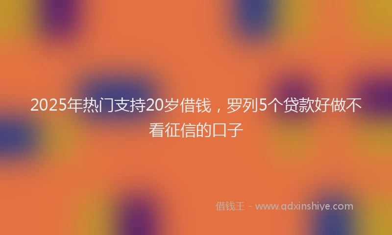 2025年热门支持20岁借钱，罗列5个贷款好做不看征信的口子