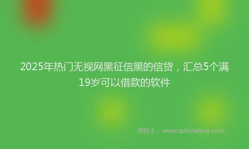 2025年热门无视网黑征信黑的信贷，汇总5个满19岁可以借款的软件