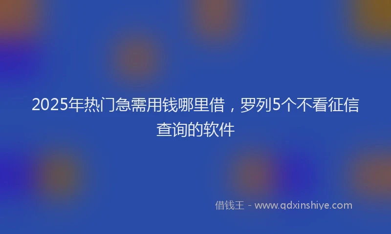 2025年热门急需用钱哪里借，罗列5个不看征信查询的软件