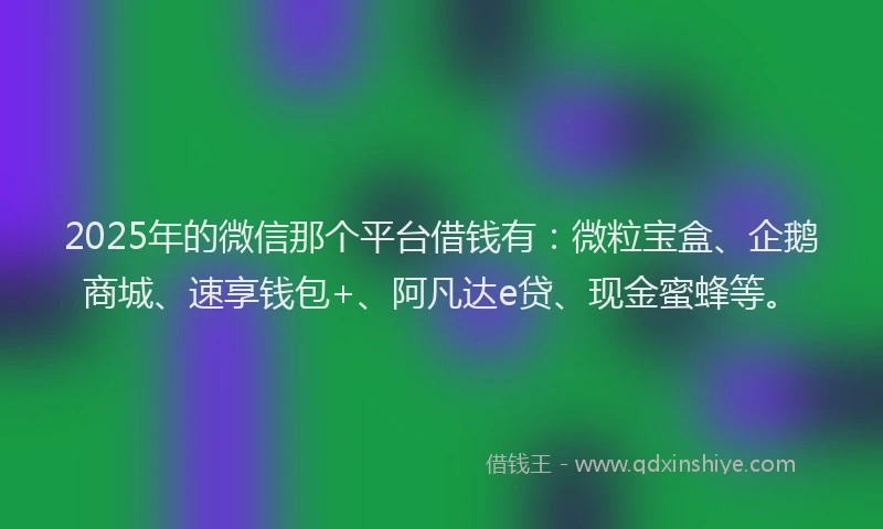 2025年的微信那个平台借钱有：微粒宝盒、企鹅商城、速享钱包+、阿凡达e贷、现金蜜蜂等。