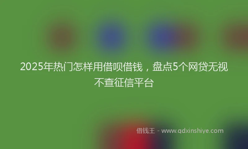 2025年热门怎样用借呗借钱，盘点5个网贷无视不查征信平台