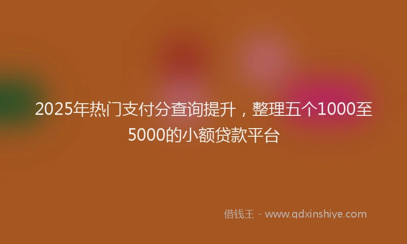 2025年热门支付分查询提升，整理五个1000至5000的小额贷款平台