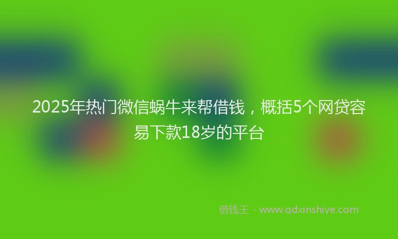 2025年热门微信蜗牛来帮借钱，概括5个网贷容易下款18岁的平台