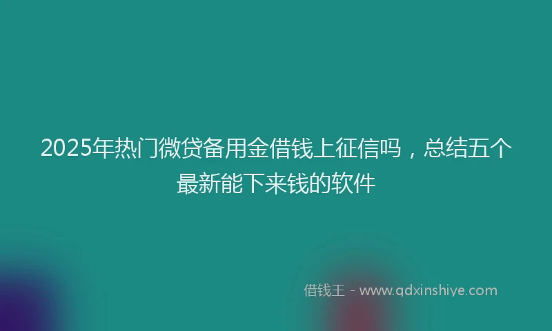 2025年热门微贷备用金借钱上征信吗，总结五个最新能下来钱的软件