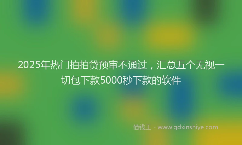 2025年热门拍拍贷预审不通过，汇总五个无视一切包下款5000秒下款的软件