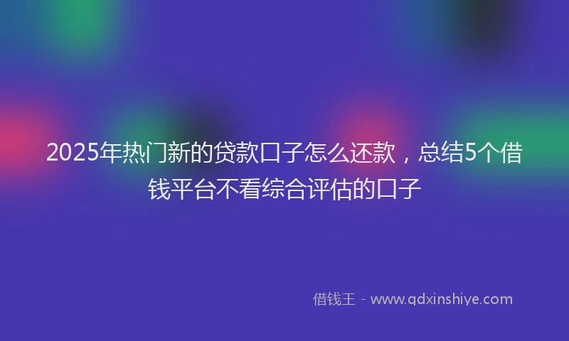 2025年热门新的贷款口子怎么还款，总结5个借钱平台不看综合评估的口子