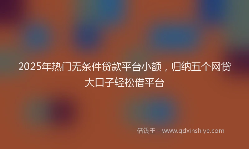 2025年热门无条件贷款平台小额，归纳五个网贷大口子轻松借平台