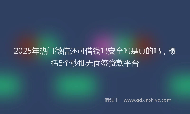 2025年热门微信还可借钱吗安全吗是真的吗，概括5个秒批无面签贷款平台