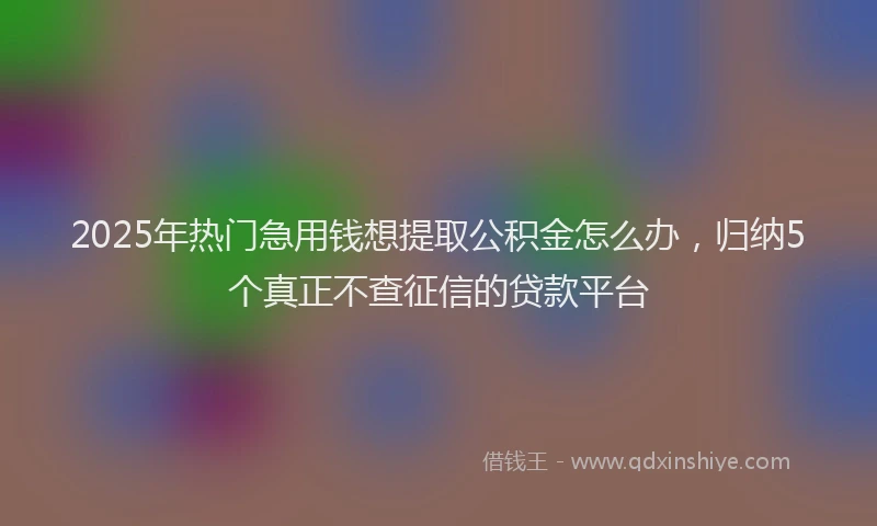 2025年热门急用钱想提取公积金怎么办，归纳5个真正不查征信的贷款平台