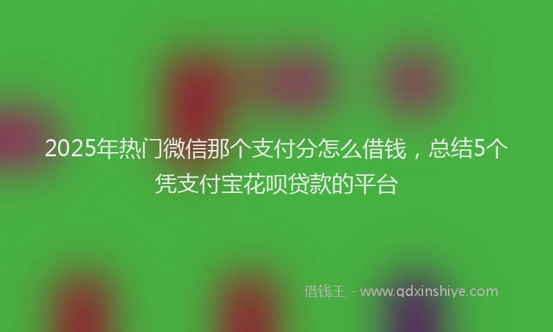 2025年热门微信那个支付分怎么借钱，总结5个凭支付宝花呗贷款的平台
