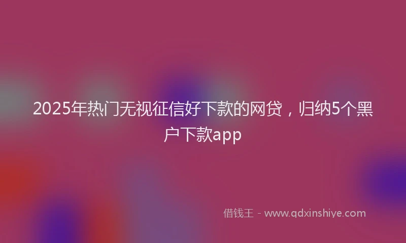 2025年热门无视征信好下款的网贷，归纳5个黑户下款app