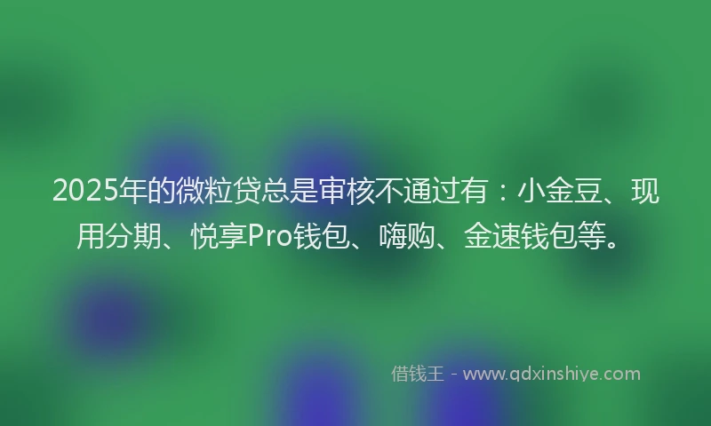 2025年的微粒贷总是审核不通过有：小金豆、现用分期、悦享Pro钱包、嗨购、金速钱包等。