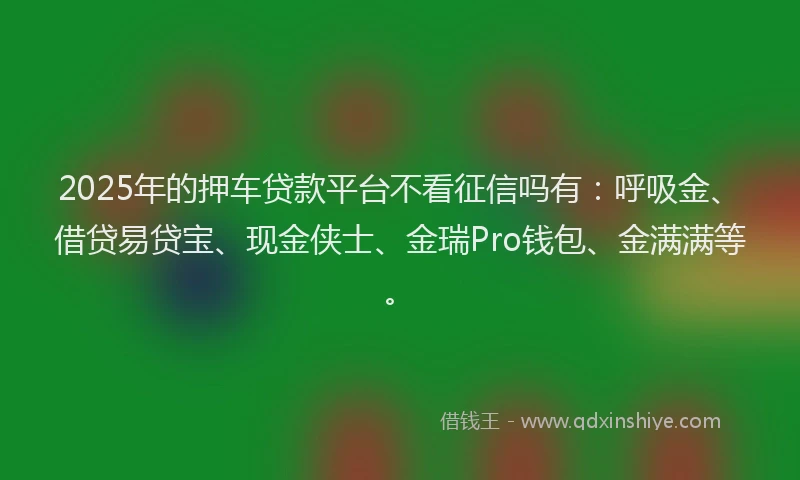 2025年的押车贷款平台不看征信吗有：呼吸金、借贷易贷宝、现金侠士、金瑞Pro钱包、金满满等。