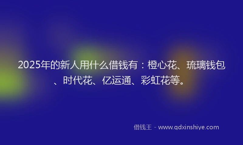 2025年的新人用什么借钱有：橙心花、琉璃钱包、时代花、亿运通、彩虹花等。
