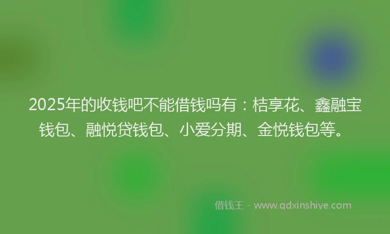 2025年的收钱吧不能借钱吗有：桔享花、鑫融宝钱包、融悦贷钱包、小爱分期、金悦钱包等。