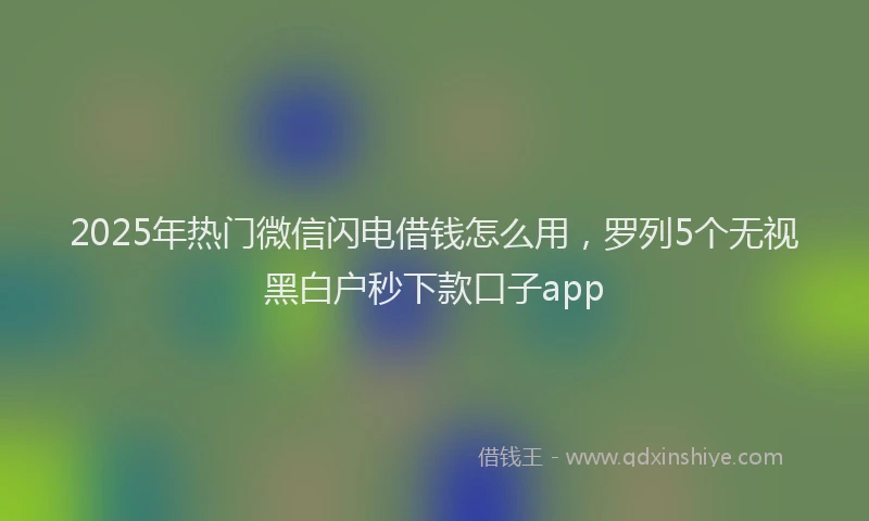 2025年热门微信闪电借钱怎么用，罗列5个无视黑白户秒下款口子app