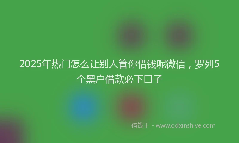 2025年热门怎么让别人管你借钱呢微信，罗列5个黑户借款必下口子