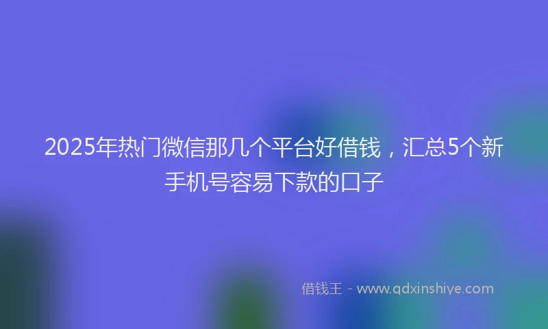 2025年热门微信那几个平台好借钱，汇总5个新手机号容易下款的口子