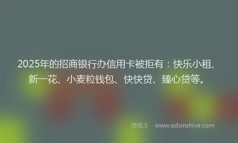 2025年的招商银行办信用卡被拒有：快乐小租、新一花、小麦粒钱包、快快贷、臻心贷等。