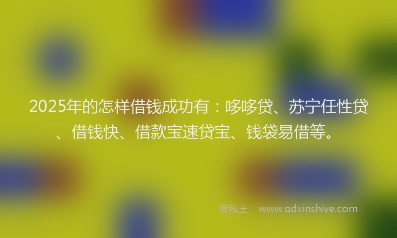2025年的怎样借钱成功有：哆哆贷、苏宁任性贷、借钱快、借款宝速贷宝、钱袋易借等。