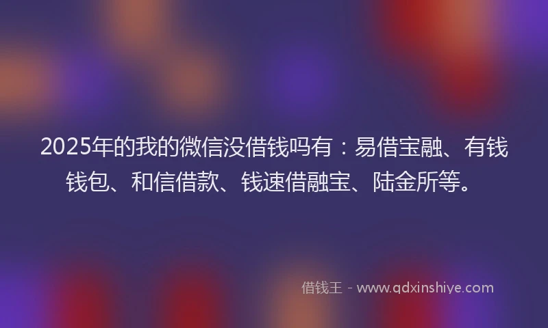 2025年的我的微信没借钱吗有：易借宝融、有钱钱包、和信借款、钱速借融宝、陆金所等。