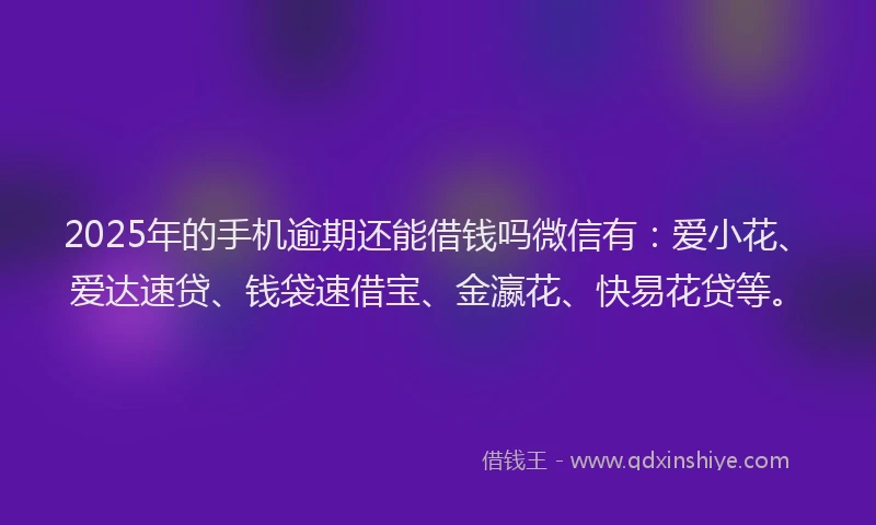 2025年的手机逾期还能借钱吗微信有：爱小花、爱达速贷、钱袋速借宝、金瀛花、快易花贷等。