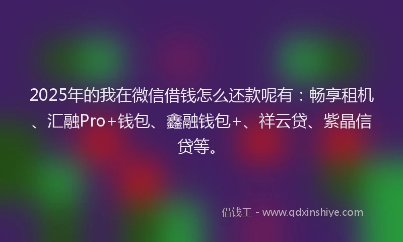 2025年的我在微信借钱怎么还款呢有：畅享租机、汇融Pro+钱包、鑫融钱包+、祥云贷、紫晶信贷等。