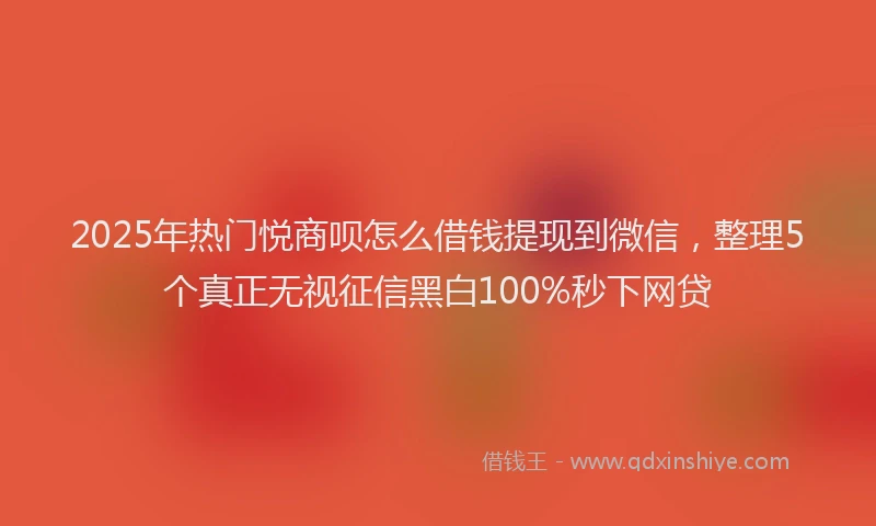 2025年热门悦商呗怎么借钱提现到微信，整理5个真正无视征信黑白100%秒下网贷