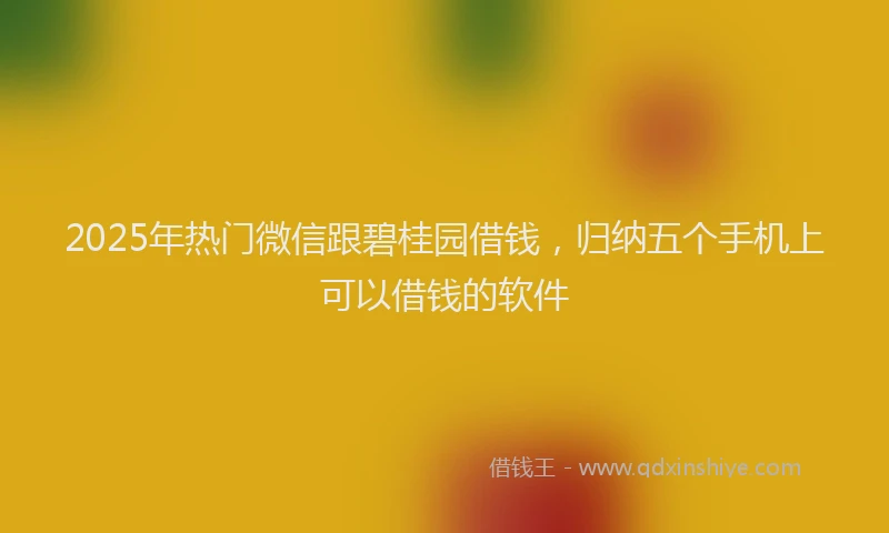 2025年热门微信跟碧桂园借钱，归纳五个手机上可以借钱的软件