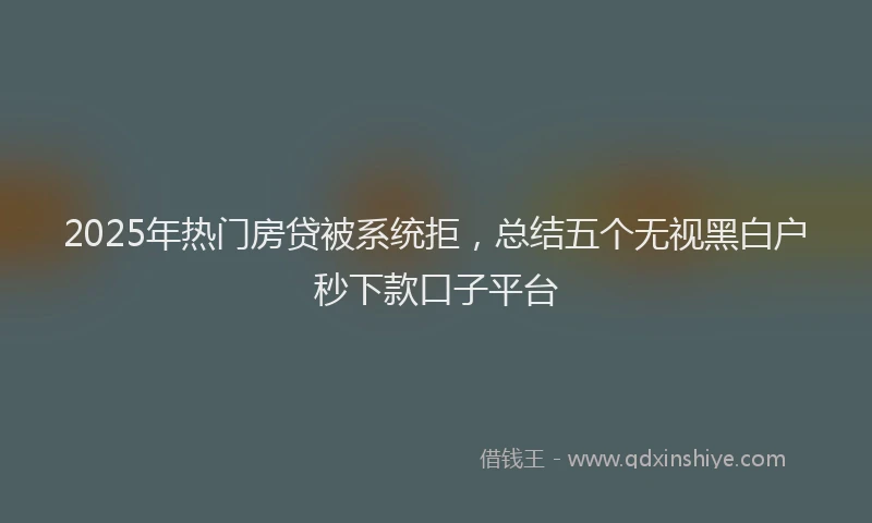 2025年热门房贷被系统拒，总结五个无视黑白户秒下款口子平台