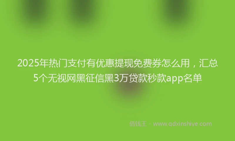 2025年热门支付有优惠提现免费券怎么用，汇总5个无视网黑征信黑3万贷款秒款app名单