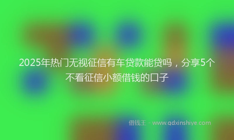 2025年热门无视征信有车贷款能贷吗，分享5个不看征信小额借钱的口子