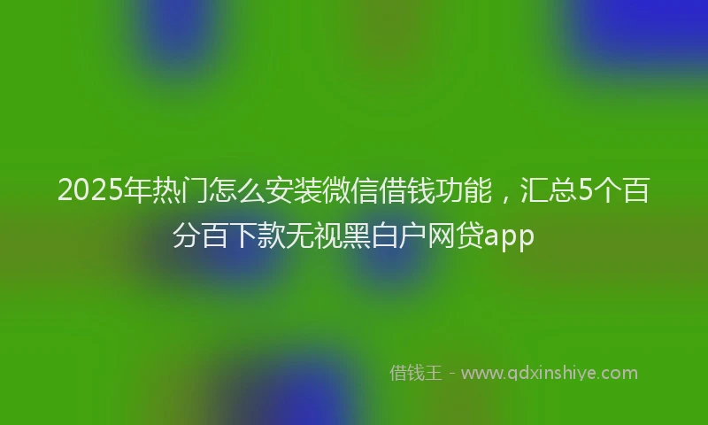 2025年热门怎么安装微信借钱功能，汇总5个百分百下款无视黑白户网贷app