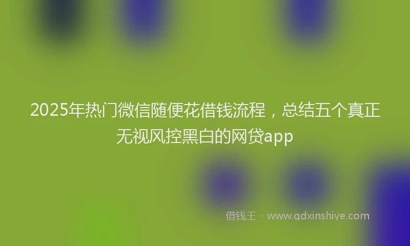 2025年热门微信随便花借钱流程，总结五个真正无视风控黑白的网贷app