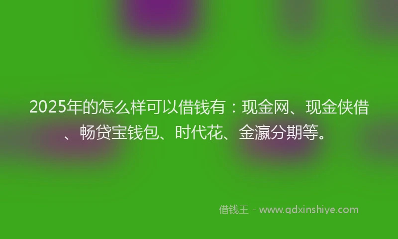 2025年的怎么样可以借钱有：现金网、现金侠借、畅贷宝钱包、时代花、金瀛分期等。