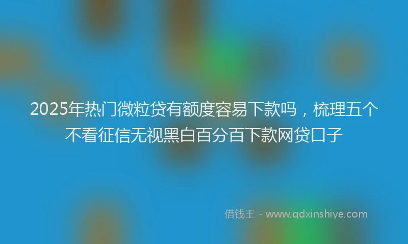 2025年热门微粒贷有额度容易下款吗，梳理五个不看征信无视黑白百分百下款网贷口子