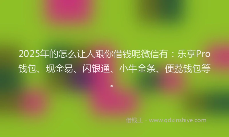 2025年的怎么让人跟你借钱呢微信有：乐享Pro钱包、现金易、闪银通、小牛金条、便荔钱包等。