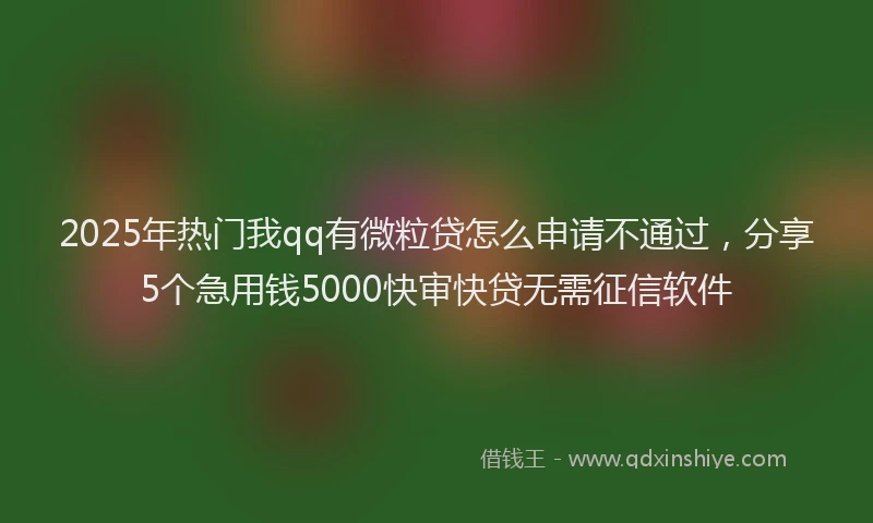 2025年热门我qq有微粒贷怎么申请不通过，分享5个急用钱5000快审快贷无需征信软件