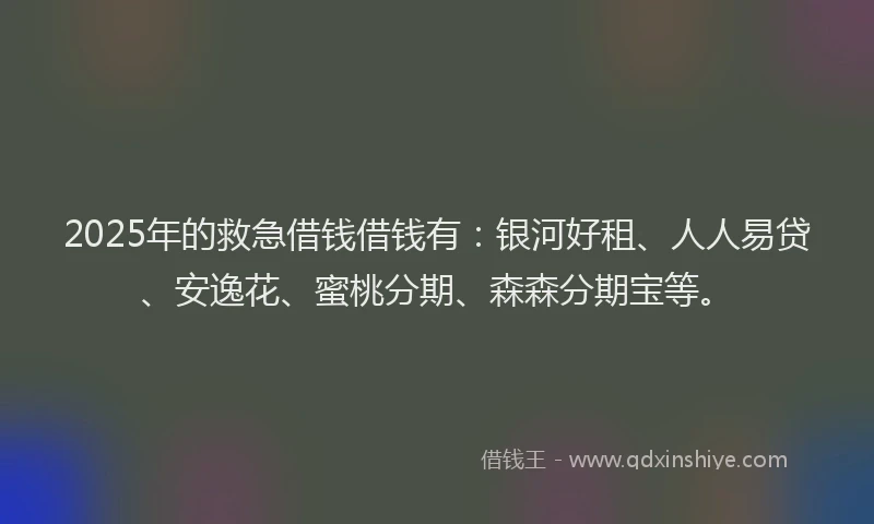 2025年的救急借钱借钱有：银河好租、人人易贷、安逸花、蜜桃分期、森森分期宝等。