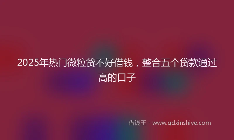 2025年热门微粒贷不好借钱，整合五个贷款通过高的口子