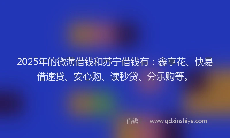2025年的微薄借钱和苏宁借钱有：鑫享花、快易借速贷、安心购、读秒贷、分乐购等。