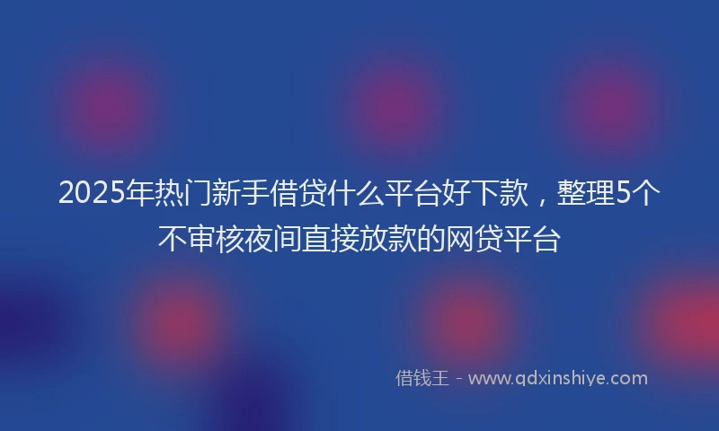 2025年热门新手借贷什么平台好下款，整理5个不审核夜间直接放款的网贷平台