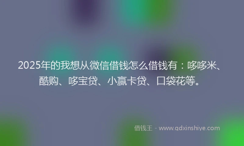 2025年的我想从微信借钱怎么借钱有：哆哆米、酷购、哆宝贷、小赢卡贷、口袋花等。