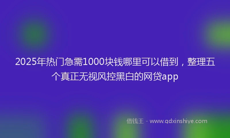 2025年热门急需1000块钱哪里可以借到，整理五个真正无视风控黑白的网贷app