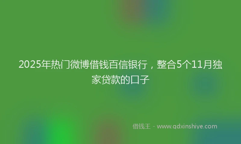2025年热门微博借钱百信银行，整合5个11月独家贷款的口子