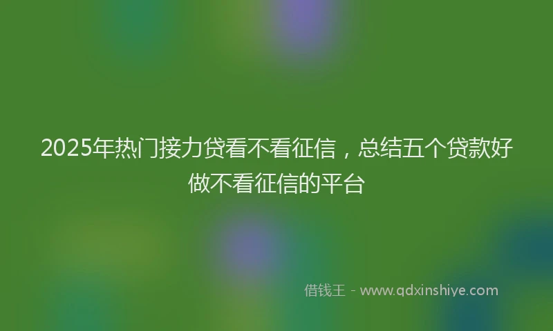 2025年热门接力贷看不看征信，总结五个贷款好做不看征信的平台