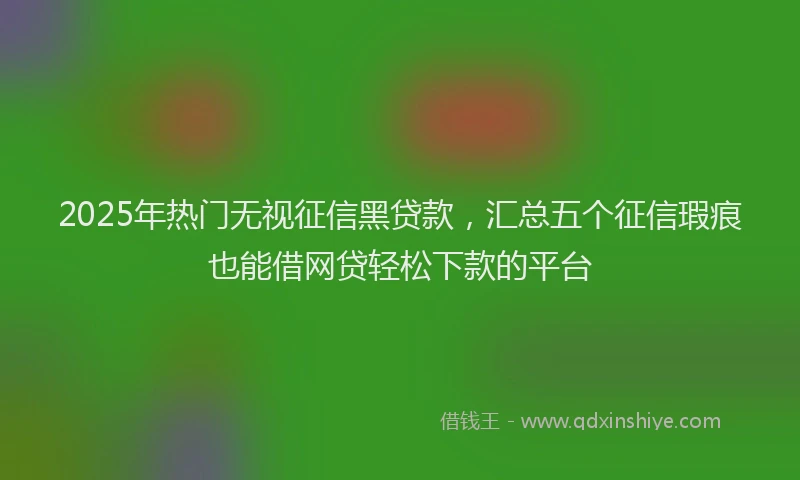 2025年热门无视征信黑贷款，汇总五个征信瑕疵也能借网贷轻松下款的平台
