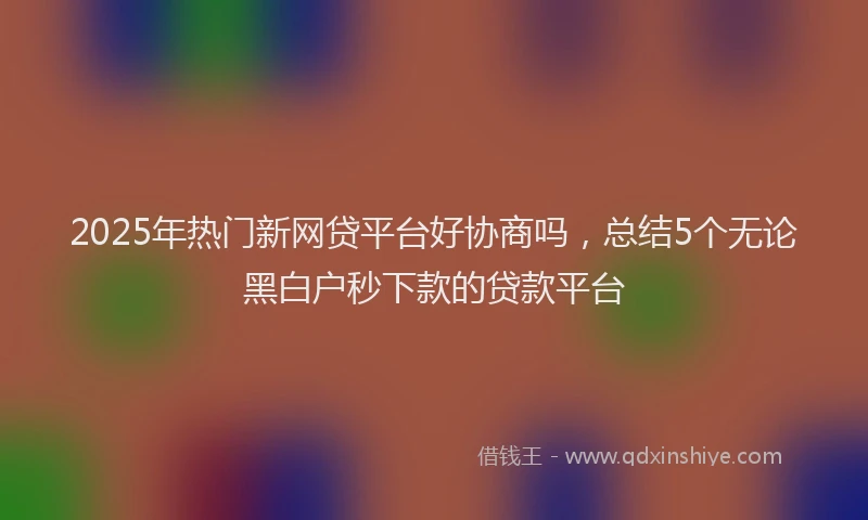 2025年热门新网贷平台好协商吗，总结5个无论黑白户秒下款的贷款平台
