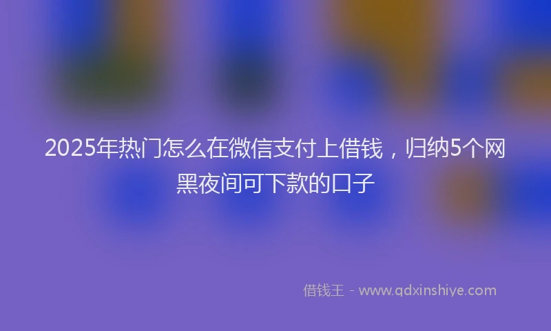 2025年热门怎么在微信支付上借钱，归纳5个网黑夜间可下款的口子